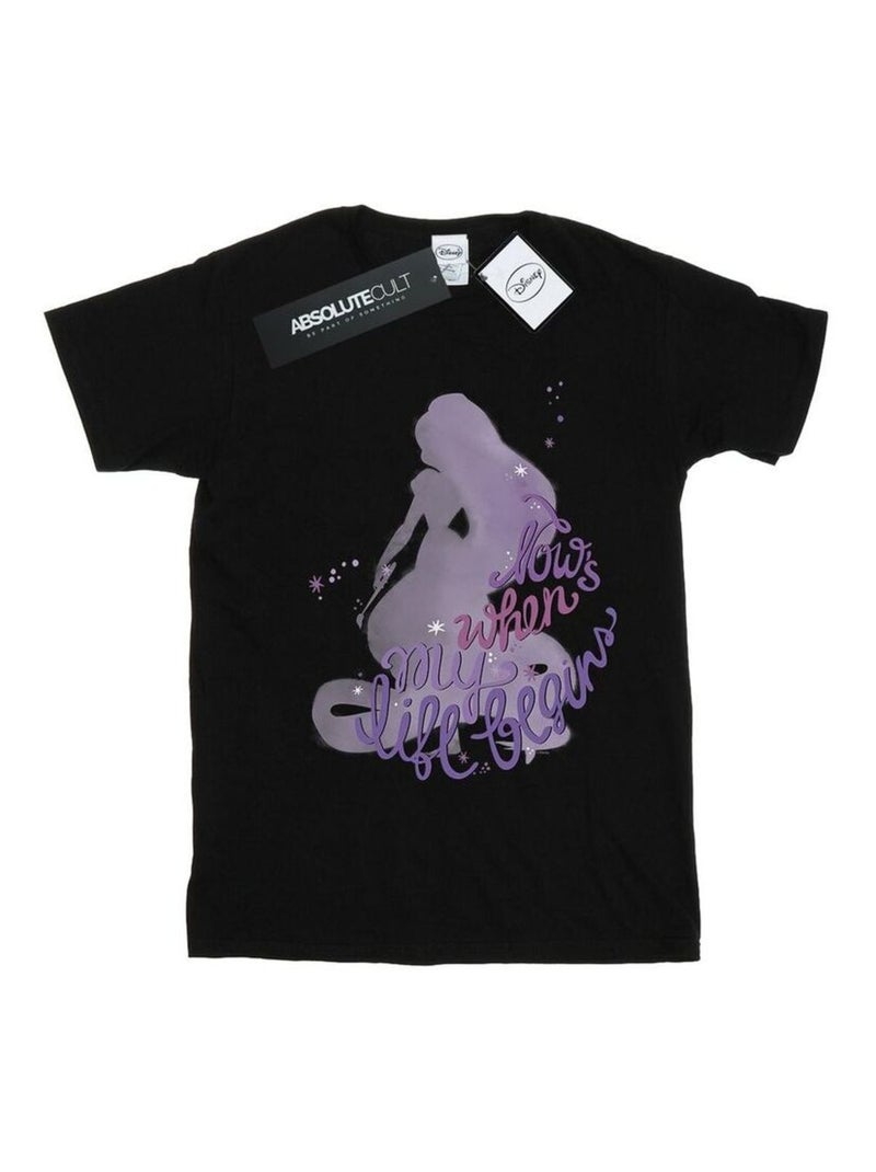 Disney - T-shirt Raiponce NOW'S WHEN MY LIFE BEGINS Noir - Kiabi
