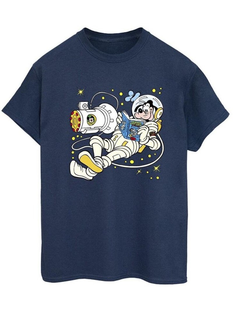Disney - T-shirt READING IN SPACE Bleu marine - Kiabi