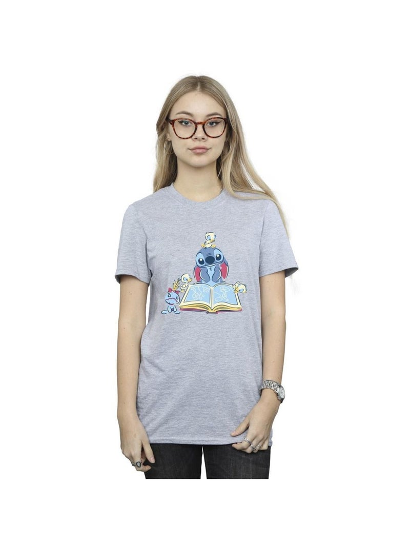 Disney - T-shirt READING READING A BOOK Gris chiné - Kiabi