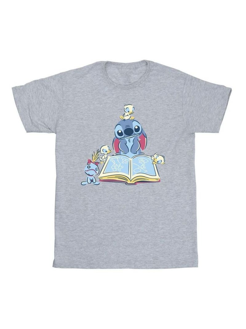 Disney - T-shirt READING READING A BOOK Gris chiné - Kiabi