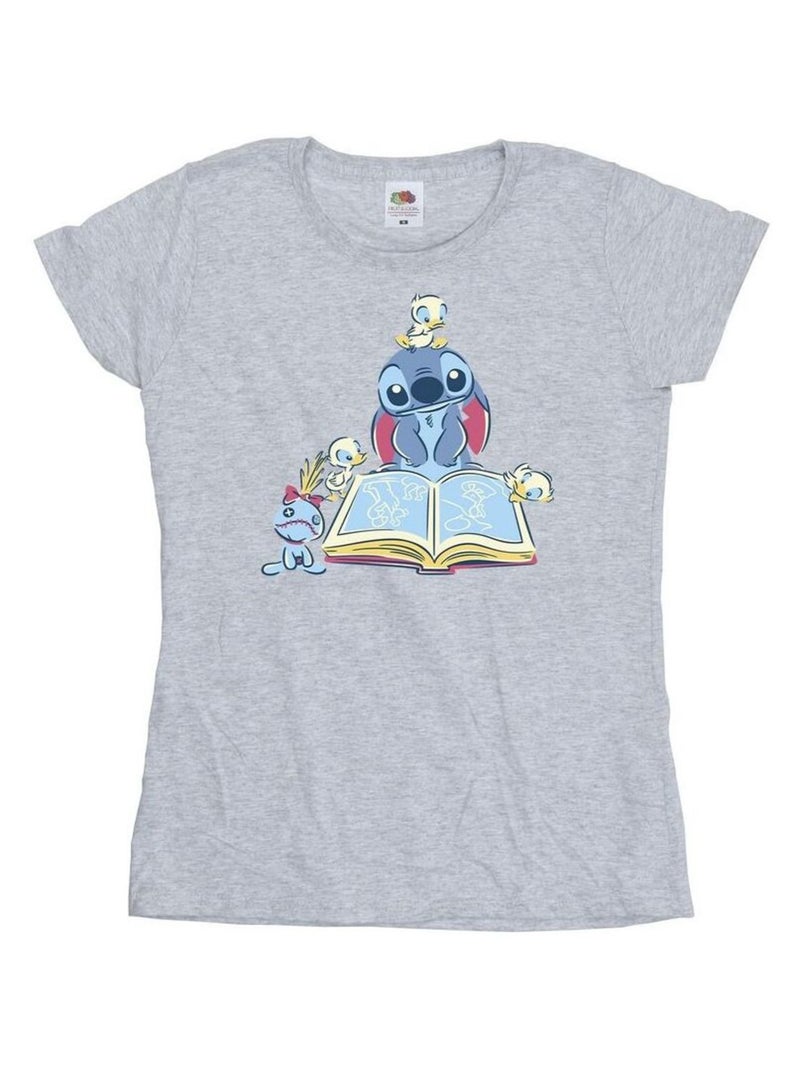 Disney - T-shirt READING READING A BOOK Gris chiné - Kiabi