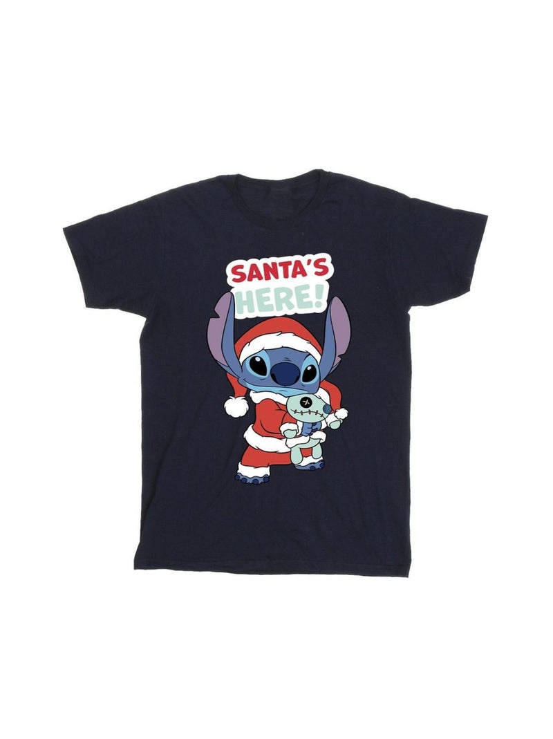 Disney - T-shirt SANTA'S HERE Bleu marine - Kiabi