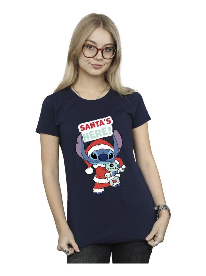 Disney - T-shirt SANTA'S HERE Bleu marine - Kiabi