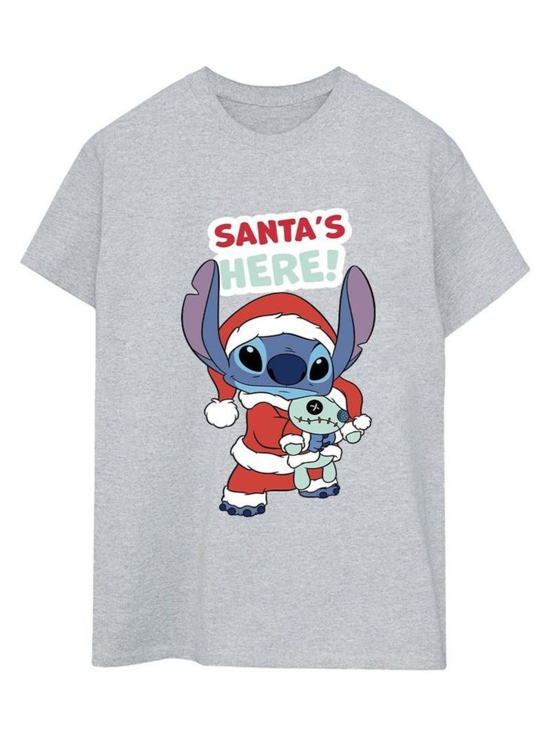 Disney - T-shirt SANTA'S HERE Gris chiné - Kiabi