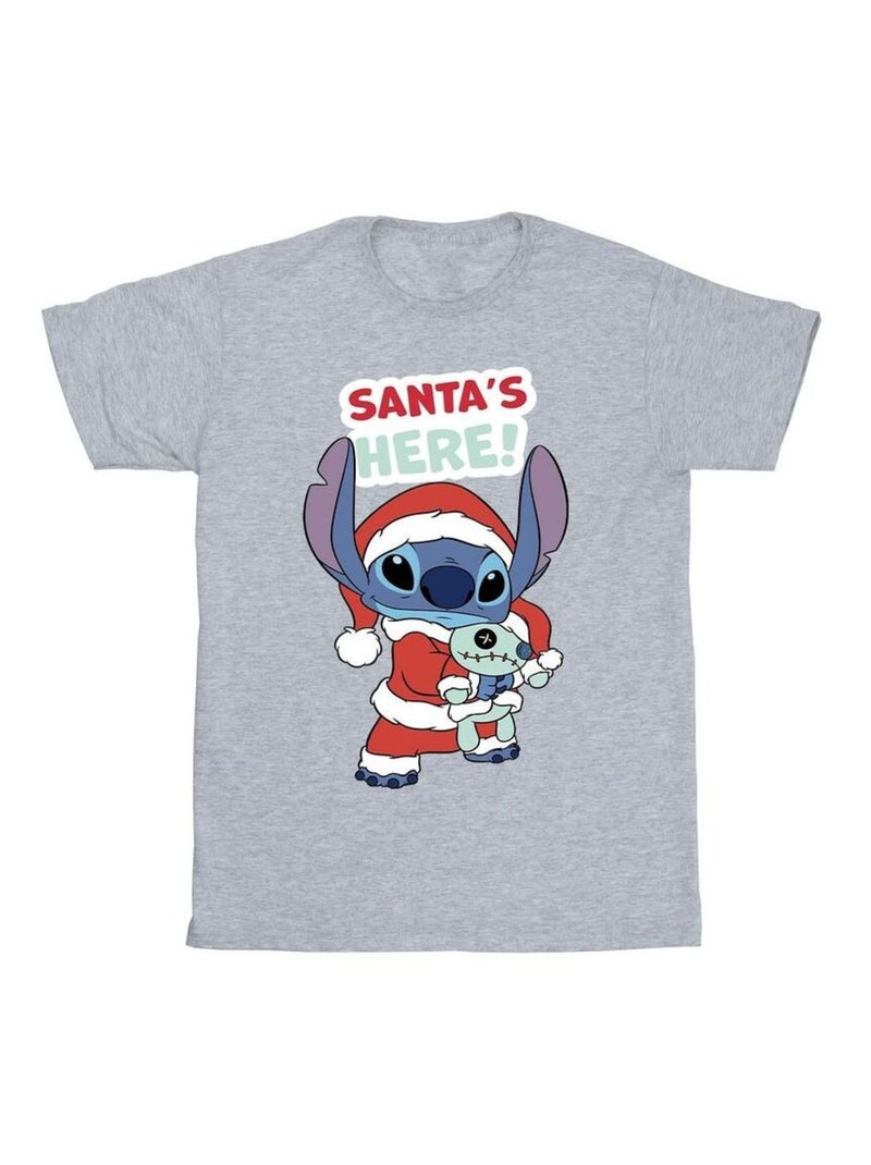 Disney - T-shirt SANTA'S HERE Gris chiné - Kiabi