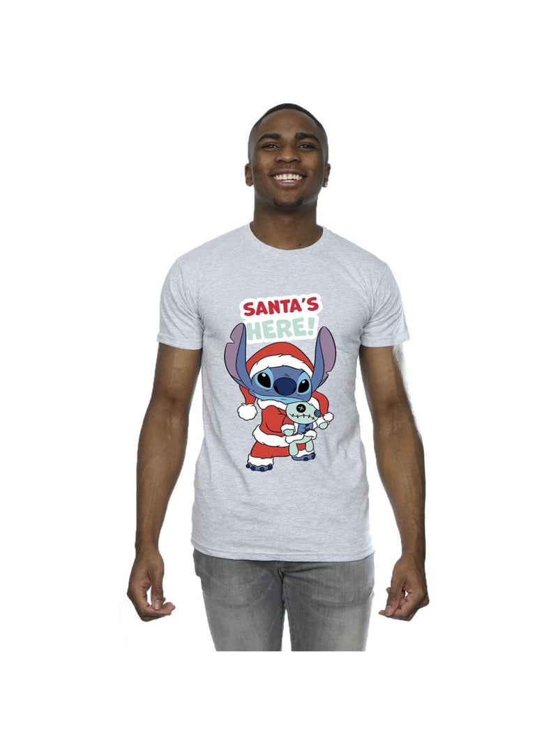Disney - T-shirt SANTA'S HERE Gris chiné - Kiabi
