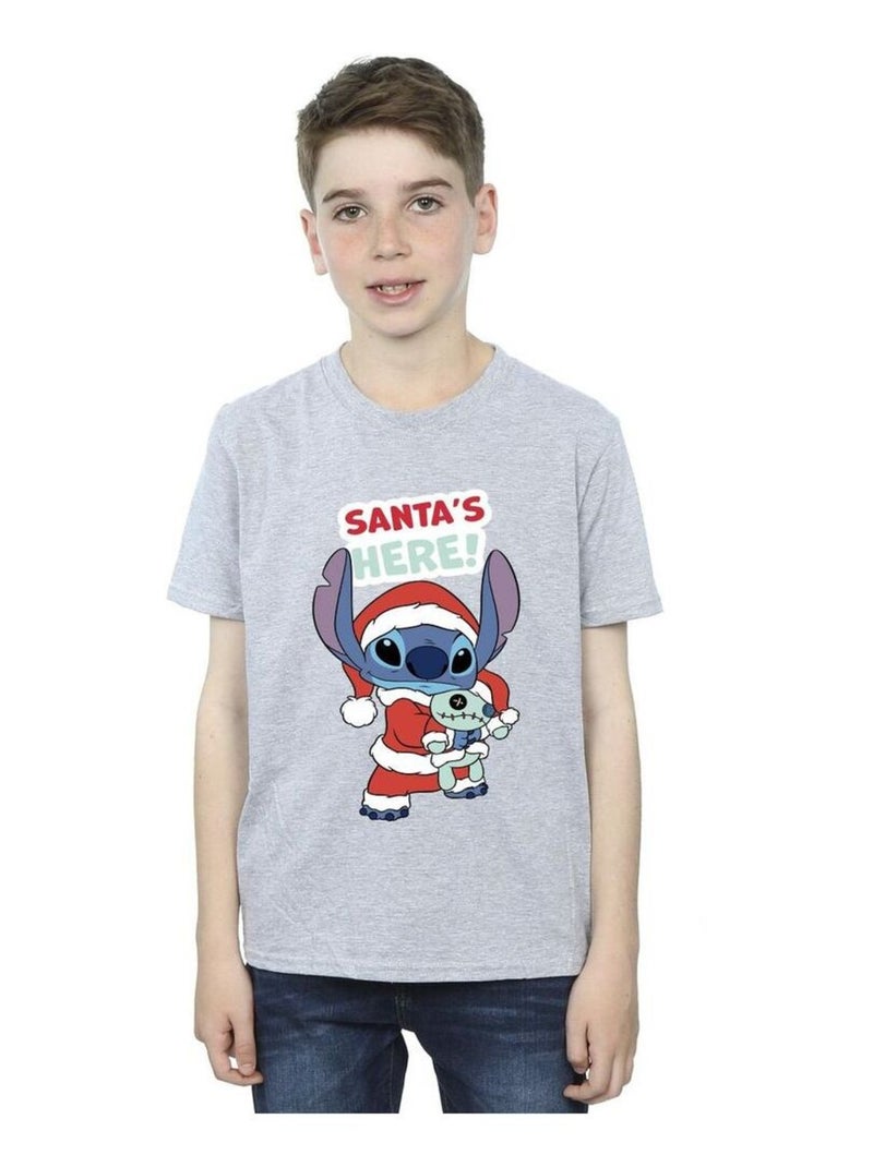 Disney - T-shirt SANTA'S HERE Gris chiné - Kiabi