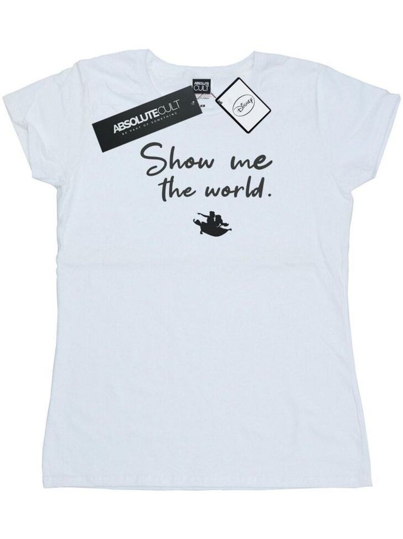 Disney - T-shirt SHOW ME THE WORLD Blanc - Kiabi