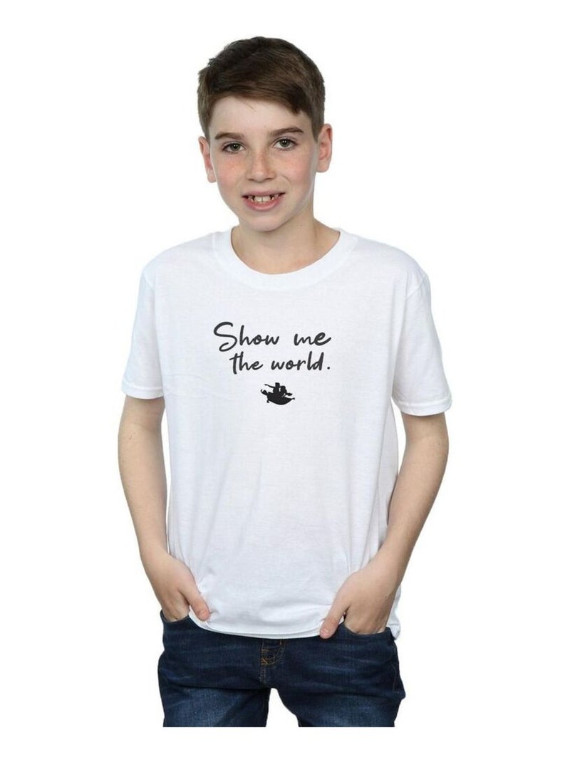Disney - T-shirt SHOW ME THE WORLD Blanc - Kiabi