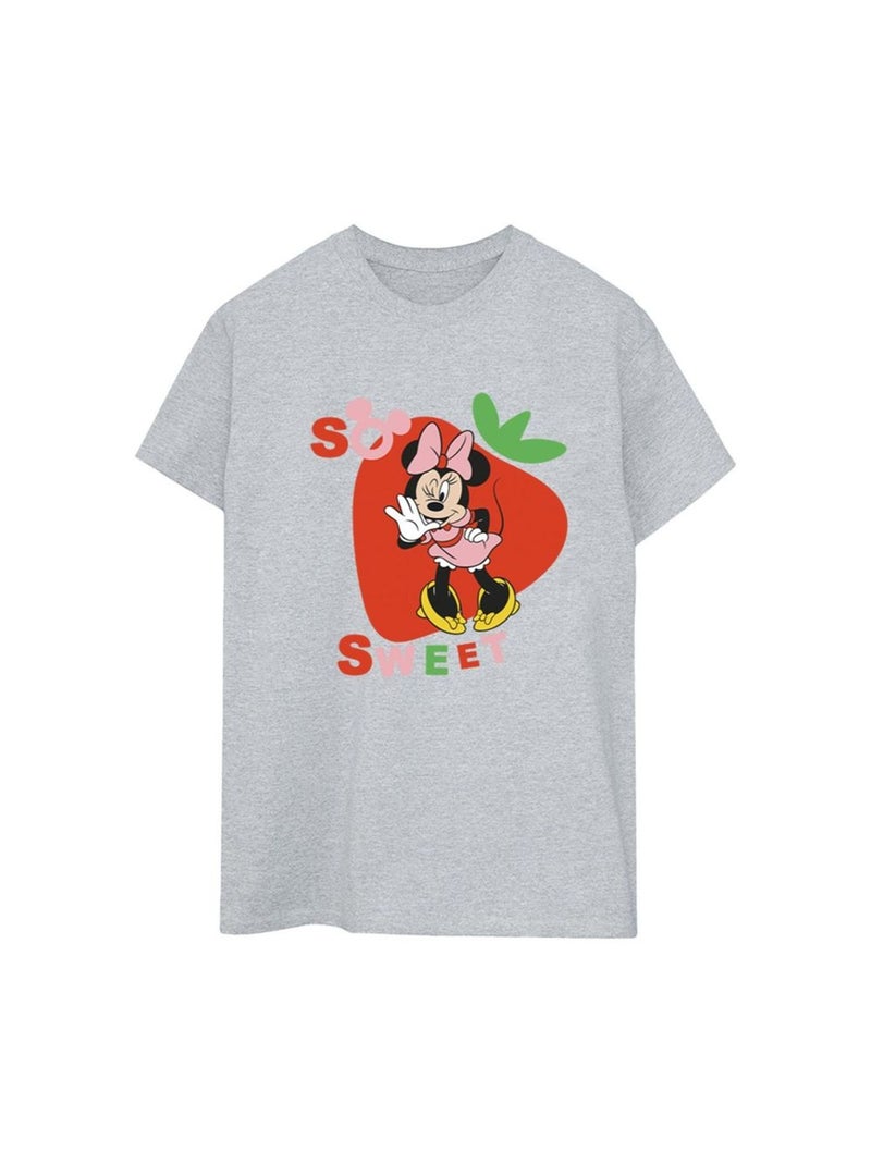 Disney - T-shirt SO SWEET STRAWBERRY Gris chiné - Kiabi