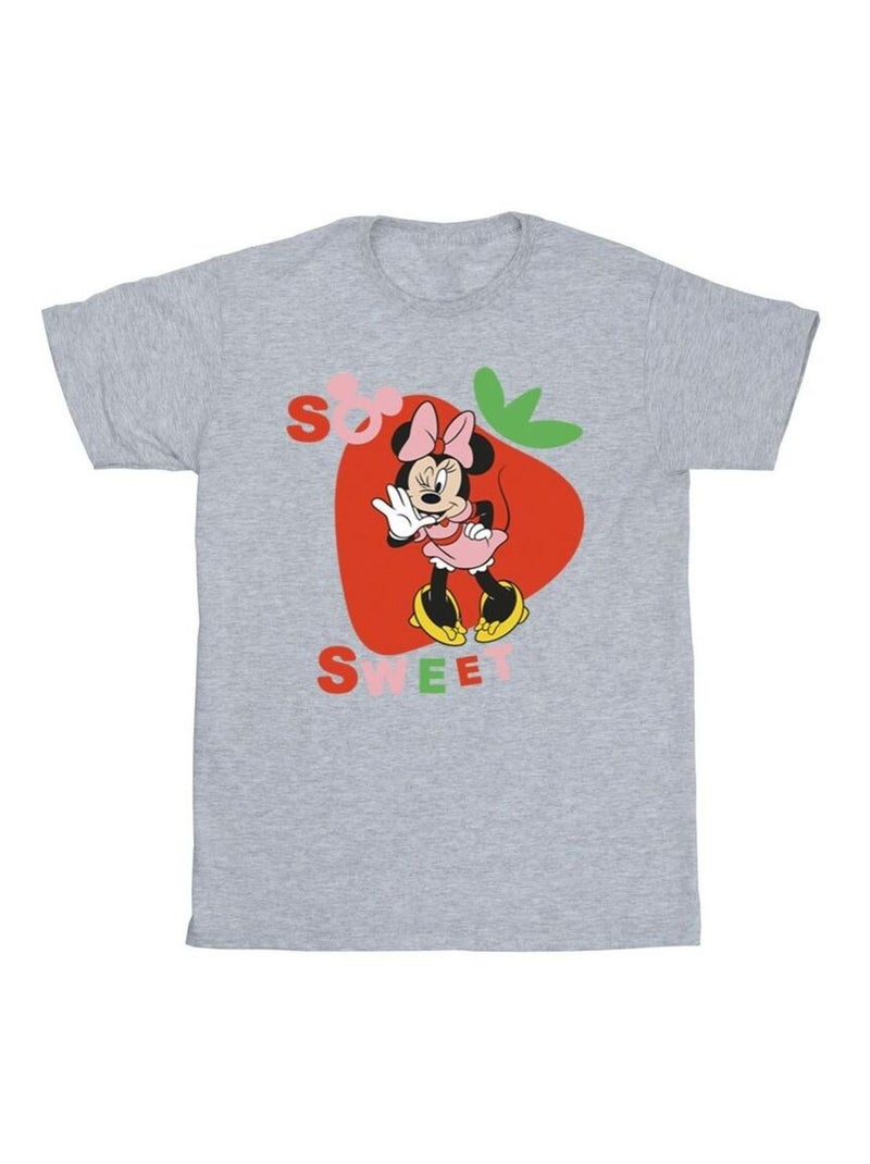 Disney - T-shirt SO SWEET STRAWBERRY Gris chiné - Kiabi