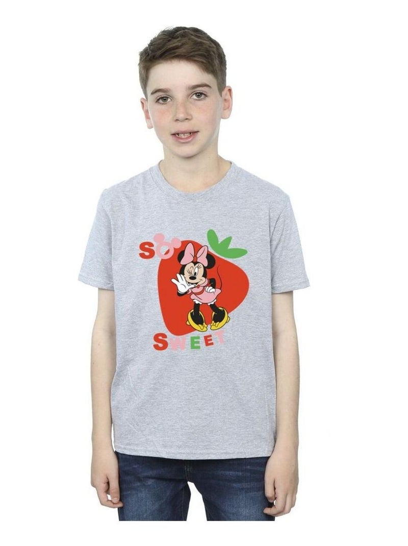 Disney - T-shirt SO SWEET STRAWBERRY Gris chiné - Kiabi
