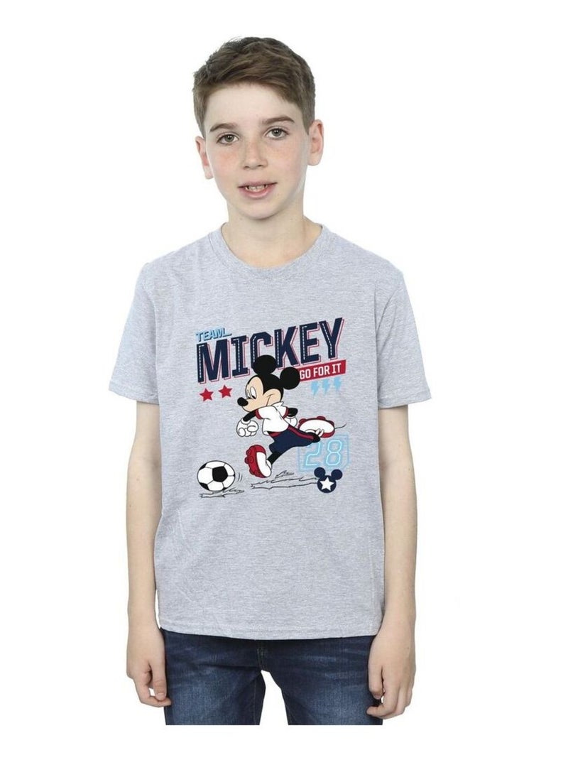 Disney - T-shirt TEAM FOOTBALL Gris chiné - Kiabi