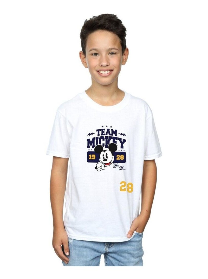 Disney - T-shirt TEAM MICKEY Blanc - Kiabi