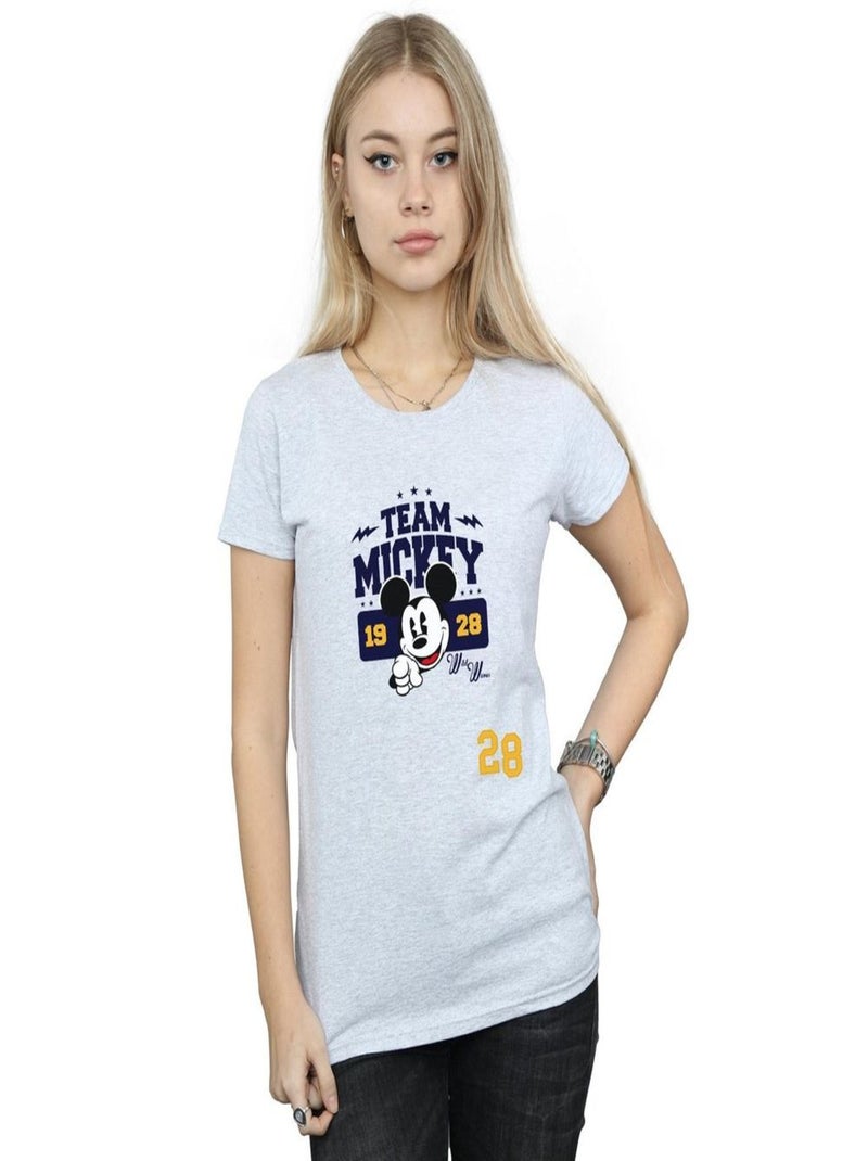 Disney - T-shirt TEAM MICKEY Gris chiné - Kiabi
