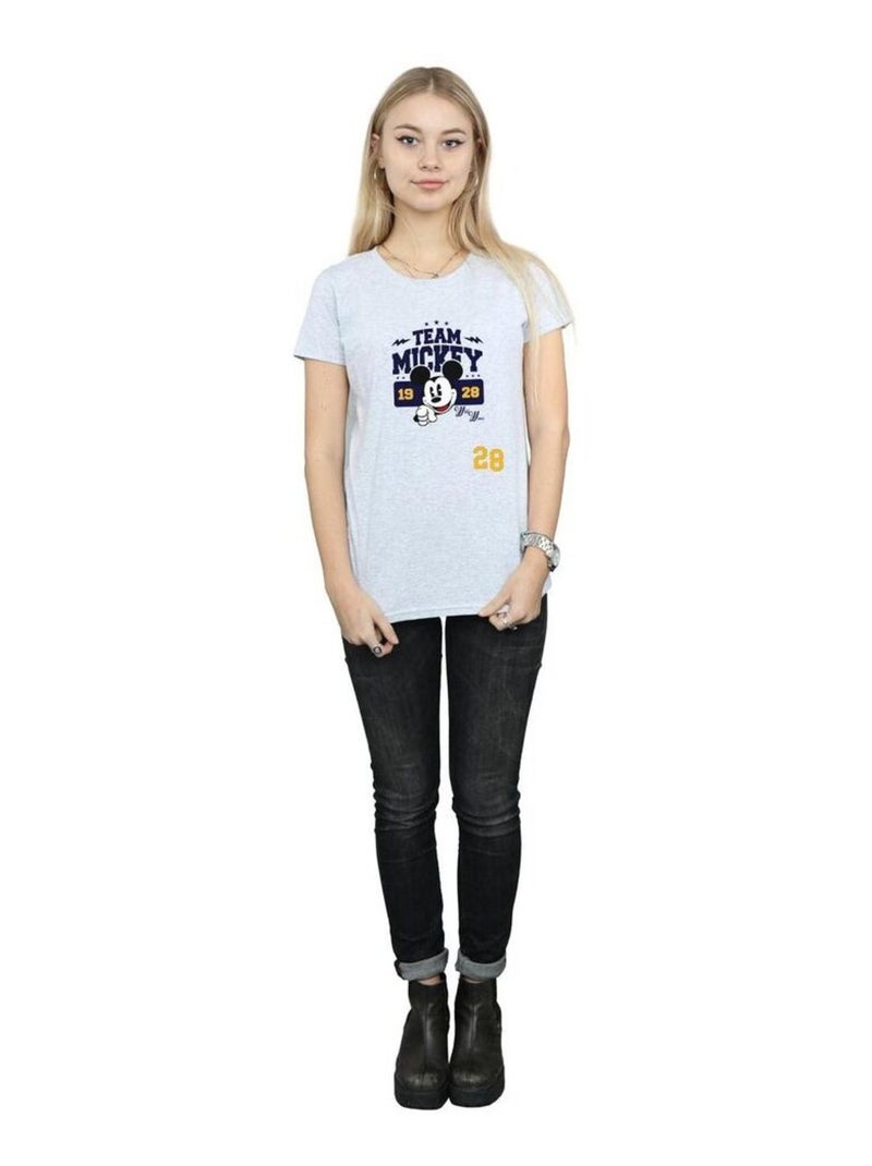 Disney - T-shirt TEAM MICKEY Gris chiné - Kiabi