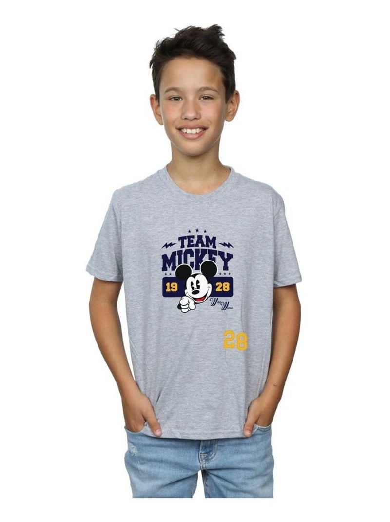 Disney - T-shirt TEAM MICKEY Gris chiné - Kiabi