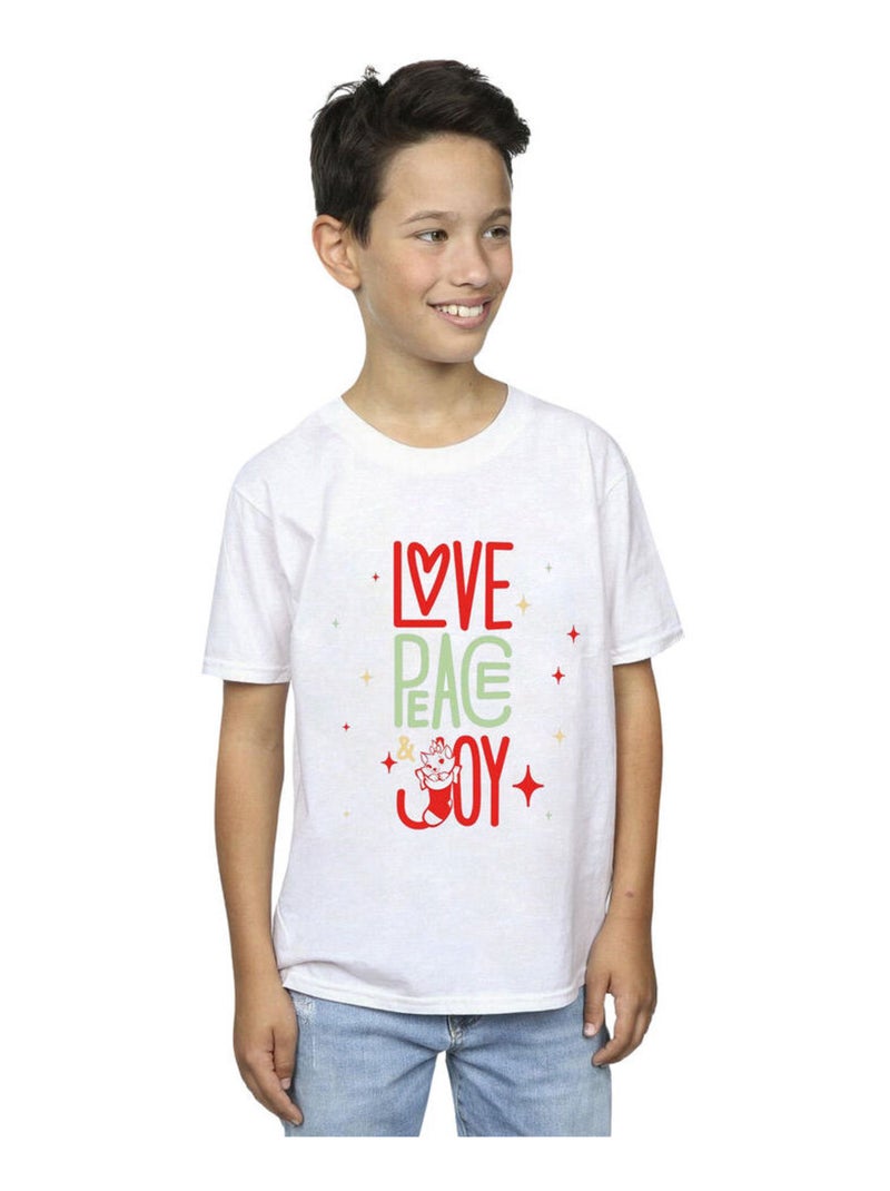 Disney - T-shirt THE ARISTOCATS LOVE PEACE JOY Blanc - Kiabi
