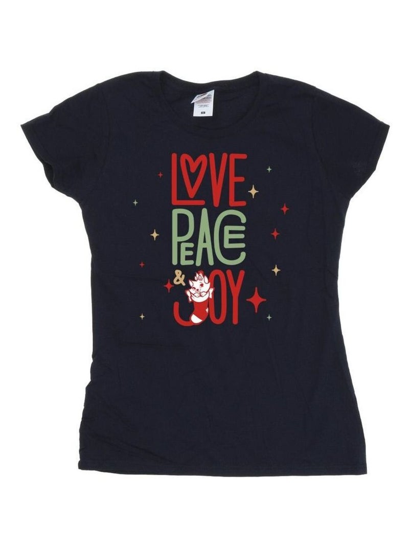 Disney - T-shirt THE ARISTOCATS LOVE PEACE JOY Bleu marine - Kiabi