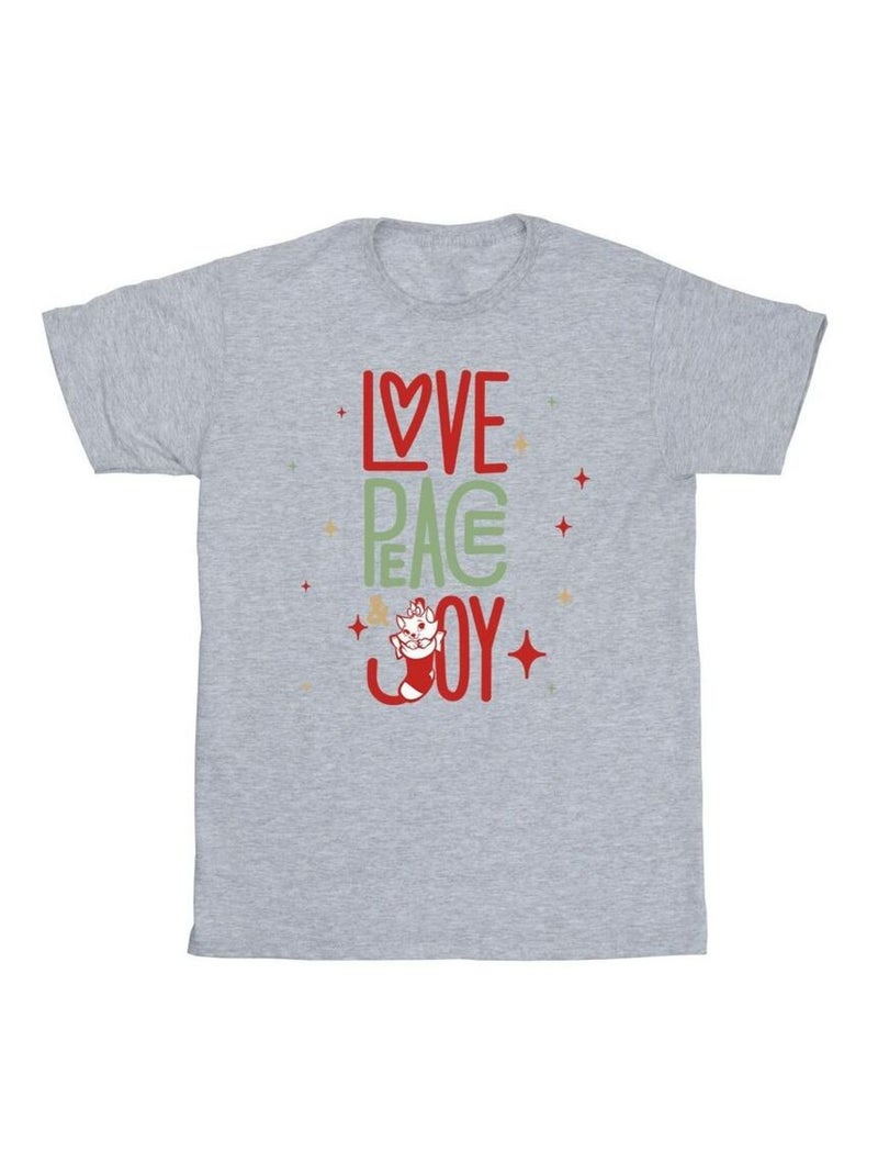 Disney - T-shirt THE ARISTOCATS LOVE PEACE JOY Gris chiné - Kiabi