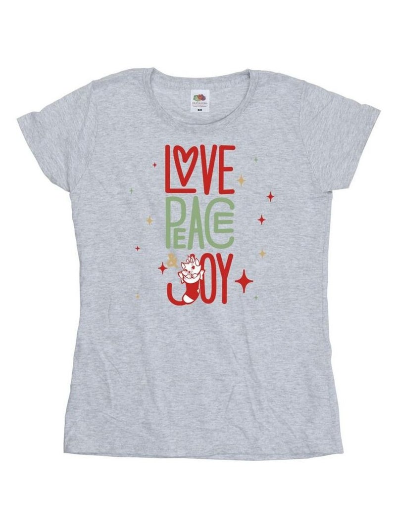 Disney - T-shirt THE ARISTOCATS LOVE PEACE JOY Gris chiné - Kiabi