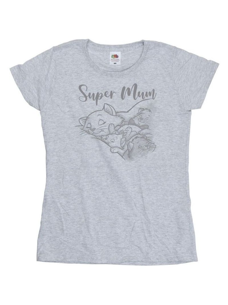 Disney - T-shirt THE ARISTOCATS SUPER MUM Gris chiné - Kiabi