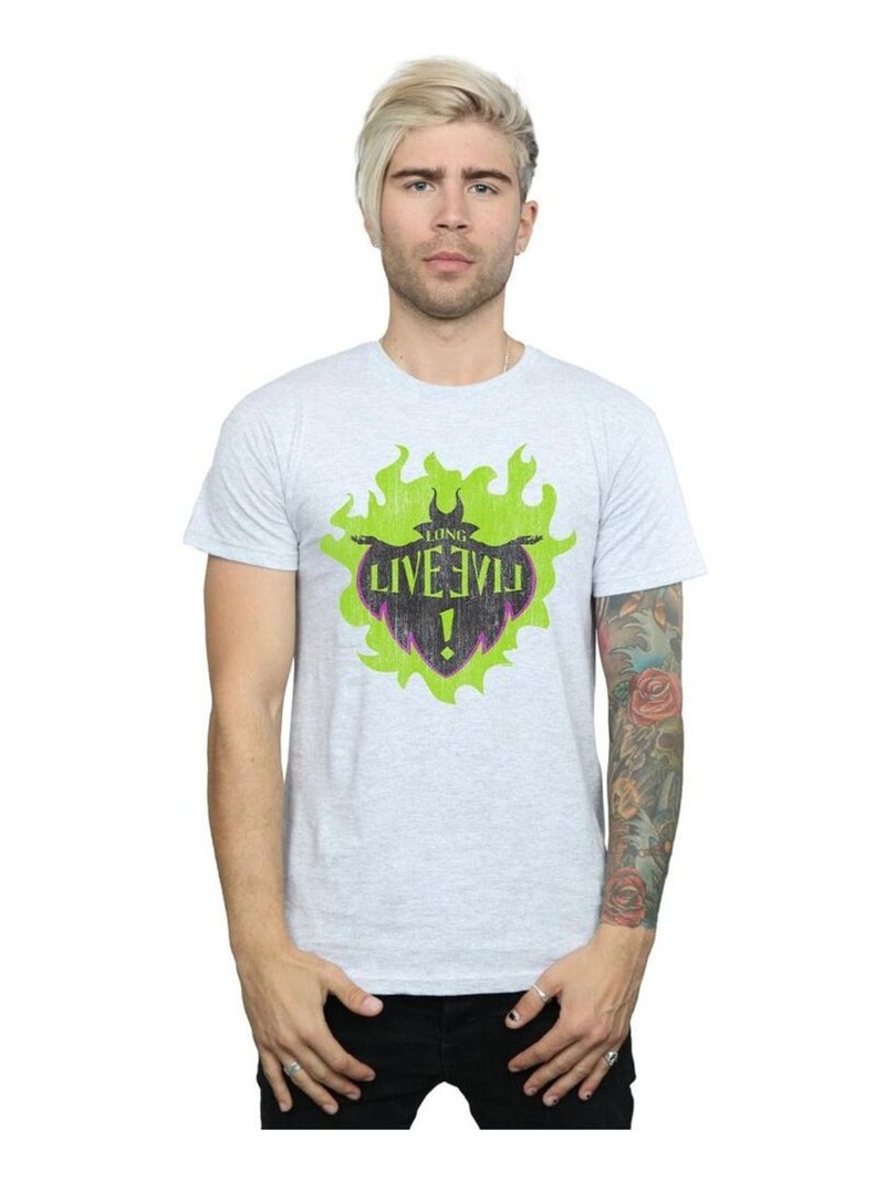 Disney - T-shirt THE DESCENDANTS LONG LIVE Gris chiné - Kiabi