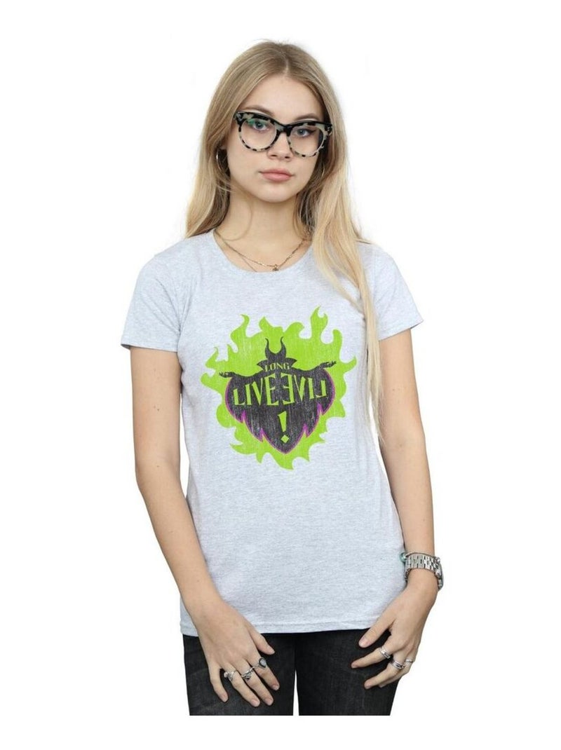 Disney - T-shirt THE DESCENDANTS LONG LIVE Gris chiné - Kiabi