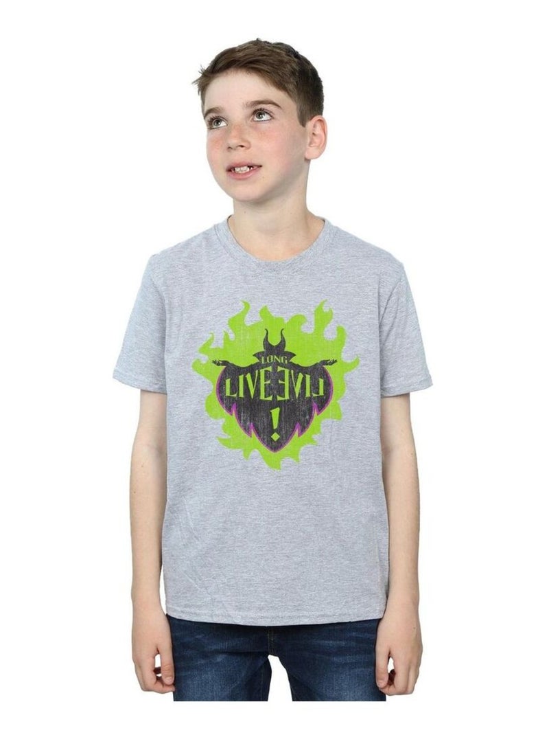 Disney - T-shirt THE DESCENDANTS LONG LIVE Gris chiné - Kiabi