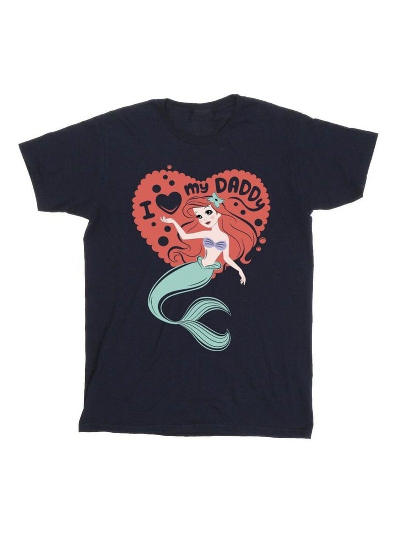 Disney - T-shirt THE La Petite Sirène DADDY Bleu marine - Kiabi