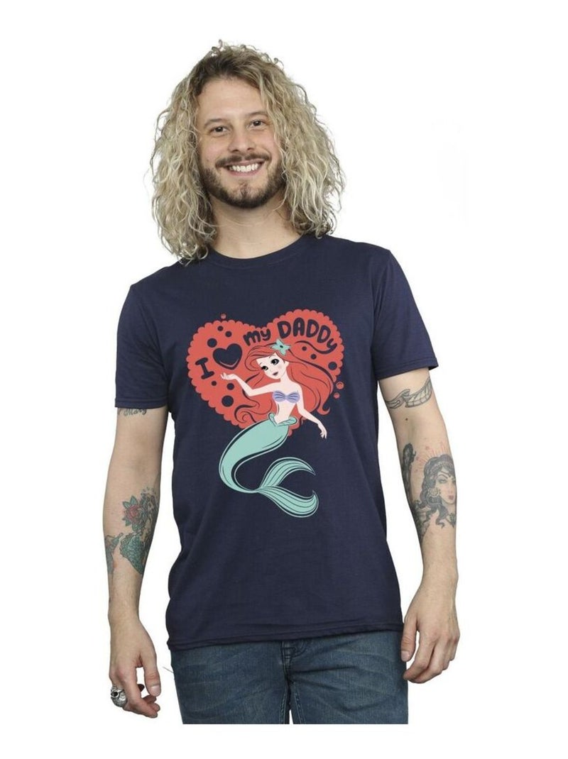 Disney - T-shirt THE La Petite Sirène DADDY Bleu marine - Kiabi