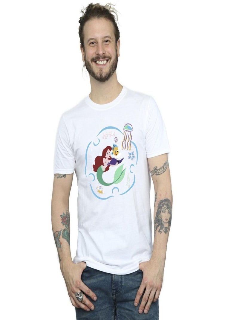 Disney - T-shirt THE LÇaTLE MERMAID READING A BOOK Blanc - Kiabi