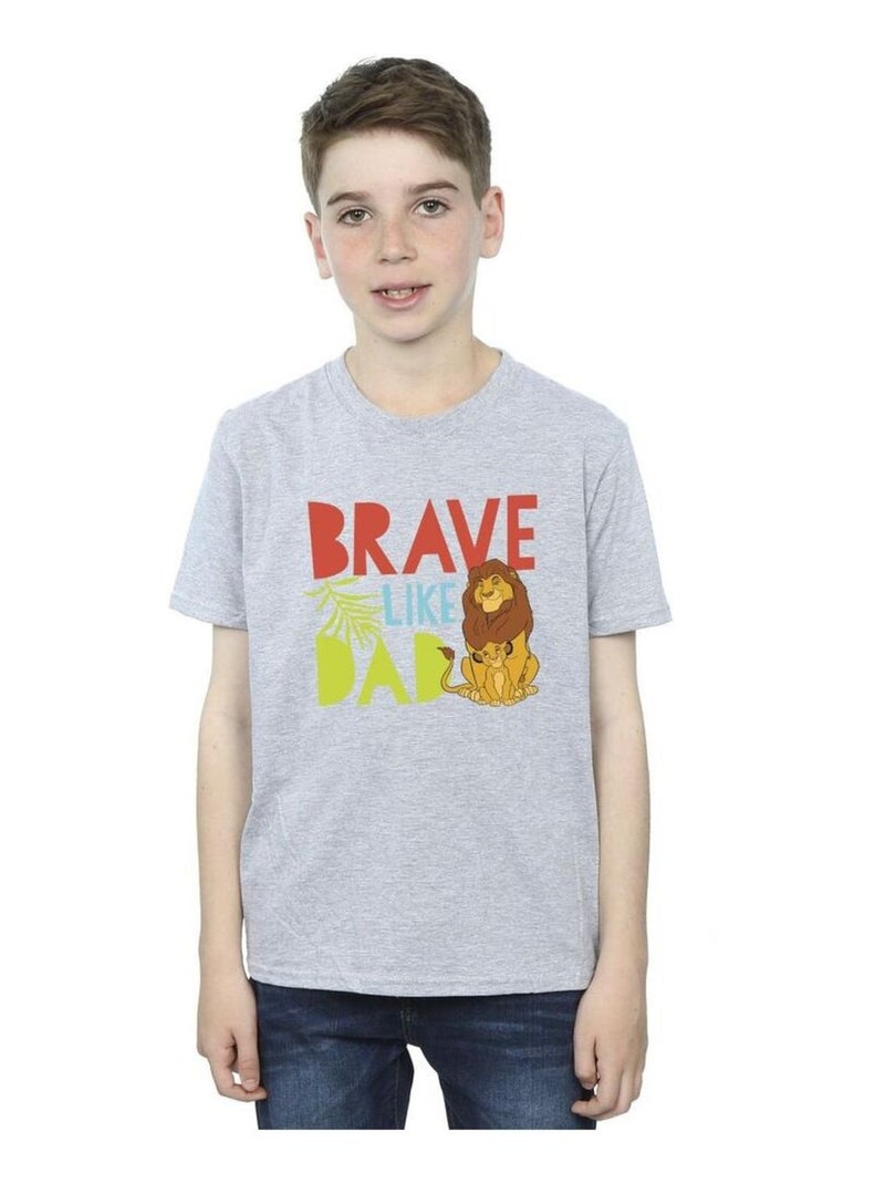 Disney - T-shirt THE LION KING BRAVE LIKE DAD Gris chiné - Kiabi