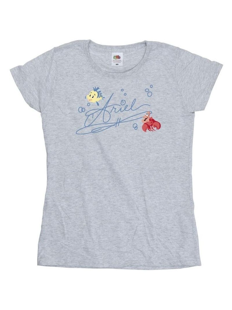 Disney - T-shirt THE LITTLE MERMAID Gris chiné - Kiabi