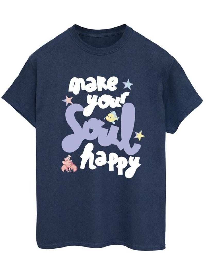 Disney - T-shirt THE LITTLE MERMAID HAPPY Bleu marine - Kiabi