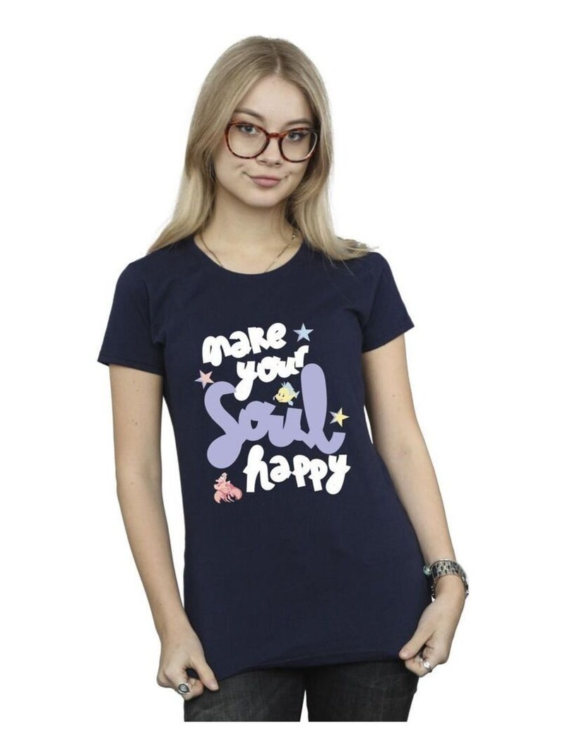 Disney - T-shirt THE LITTLE MERMAID HAPPY Bleu marine - Kiabi