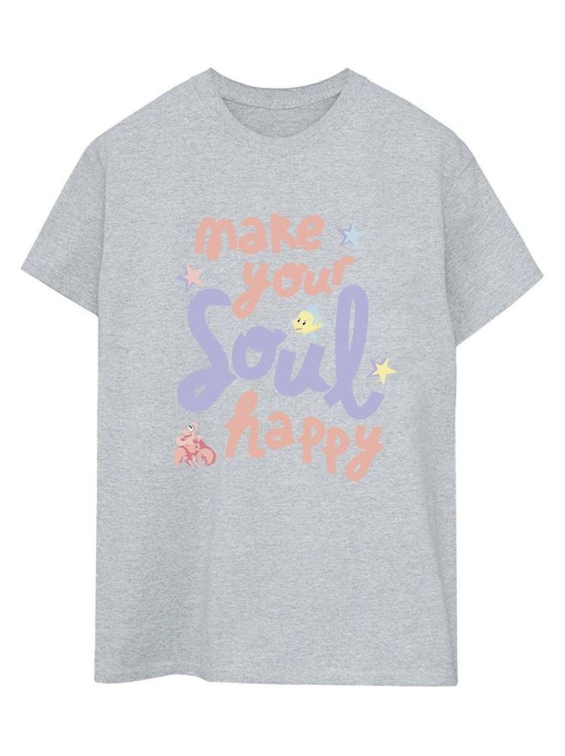 Disney - T-shirt THE LITTLE MERMAID HAPPY Gris chiné - Kiabi