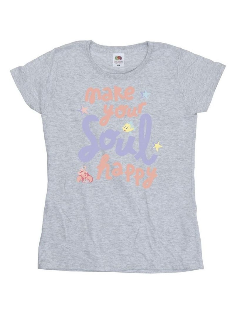 Disney - T-shirt THE LITTLE MERMAID HAPPY Gris chiné - Kiabi