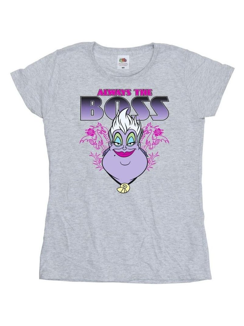 Disney - T-shirt THE LITTLE MERMAID MUM IS THE BOSS Gris chiné - Kiabi