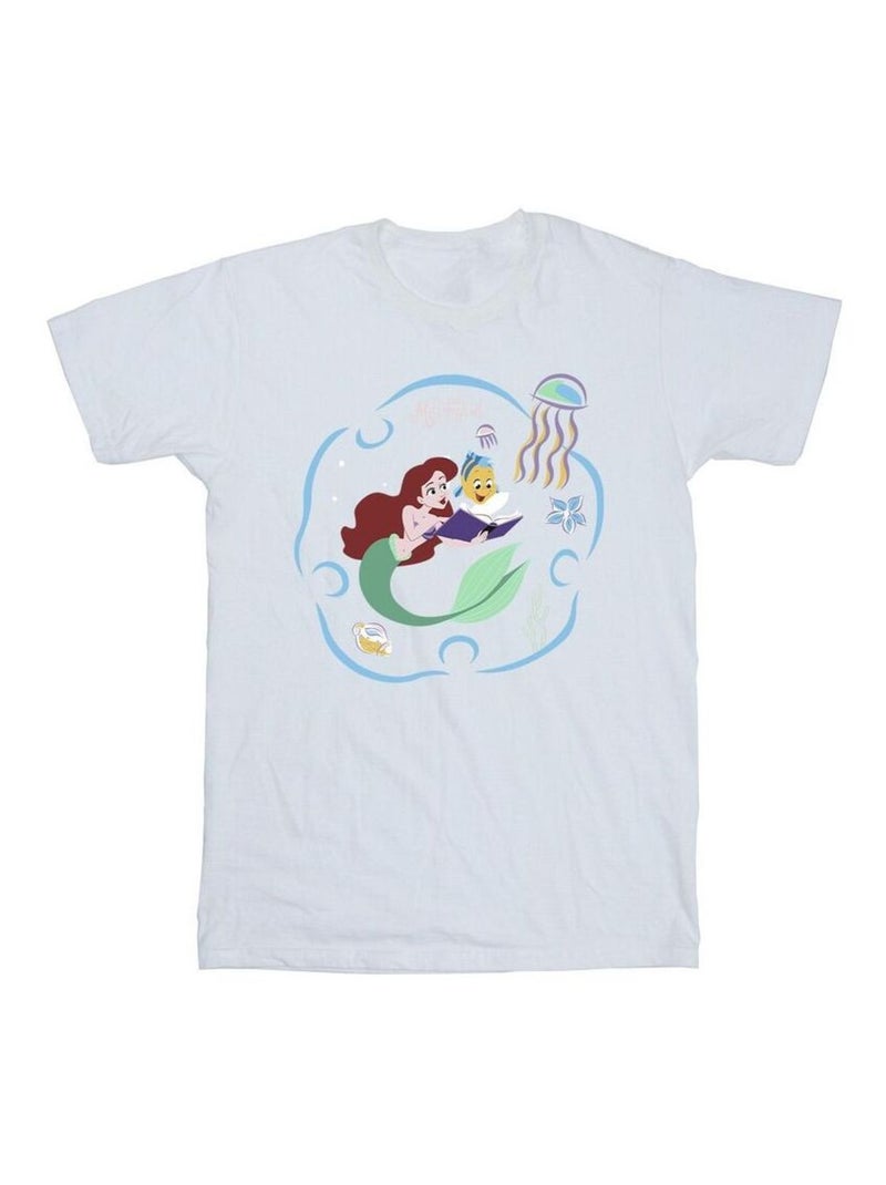 Disney - T-shirt THE LITTLE MERMAID READING A BOOK Blanc - Kiabi