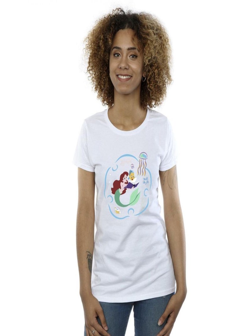 Disney - T-shirt THE LITTLE MERMAID READING A BOOK Blanc - Kiabi