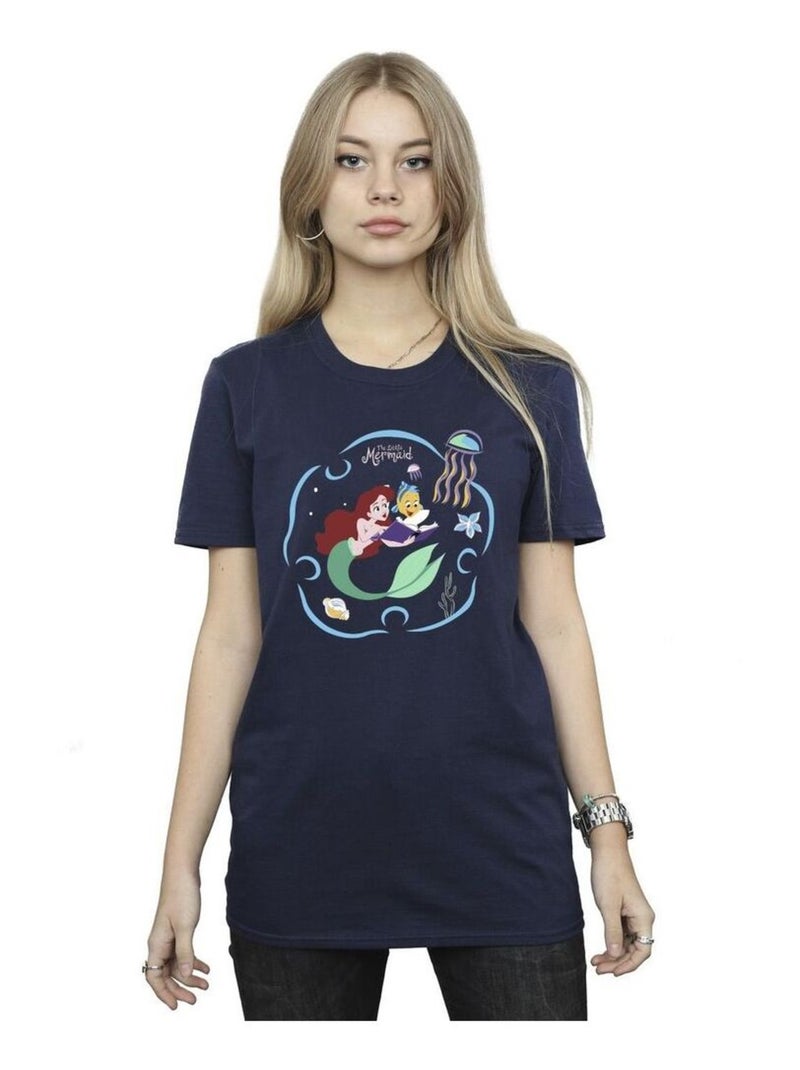 Disney - T-shirt THE LITTLE MERMAID READING A BOOK Bleu marine - Kiabi