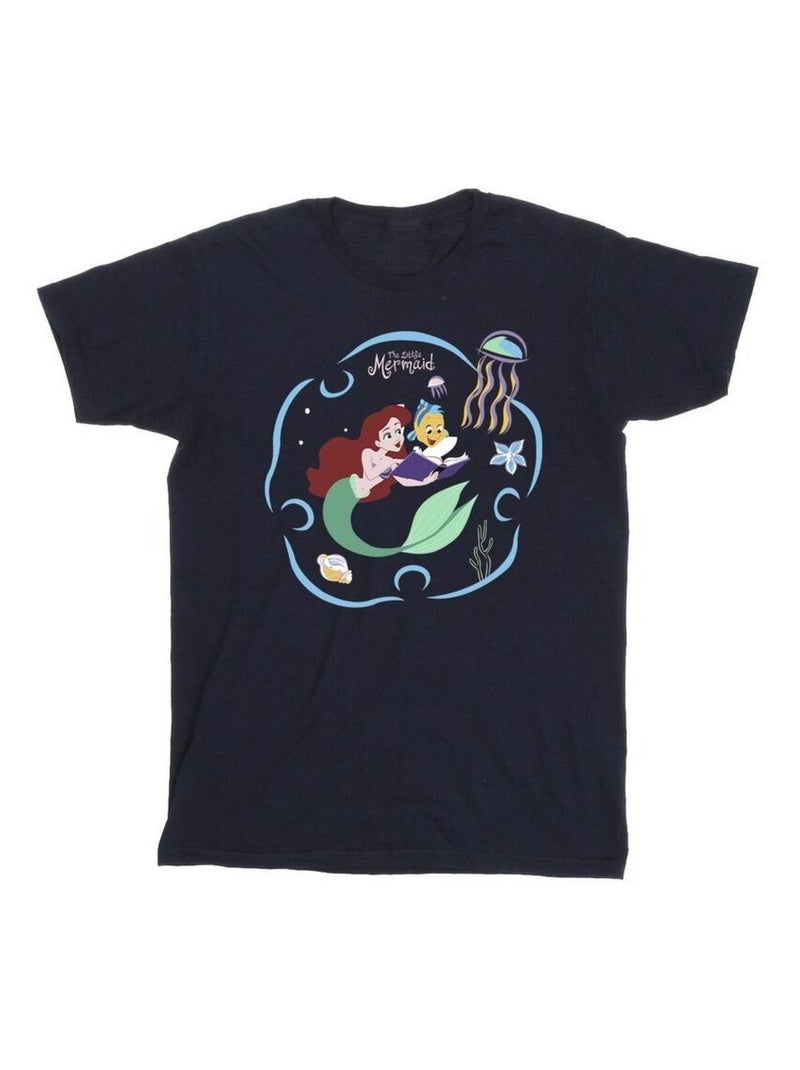 Disney - T-shirt THE LITTLE MERMAID READING A BOOK Bleu marine - Kiabi