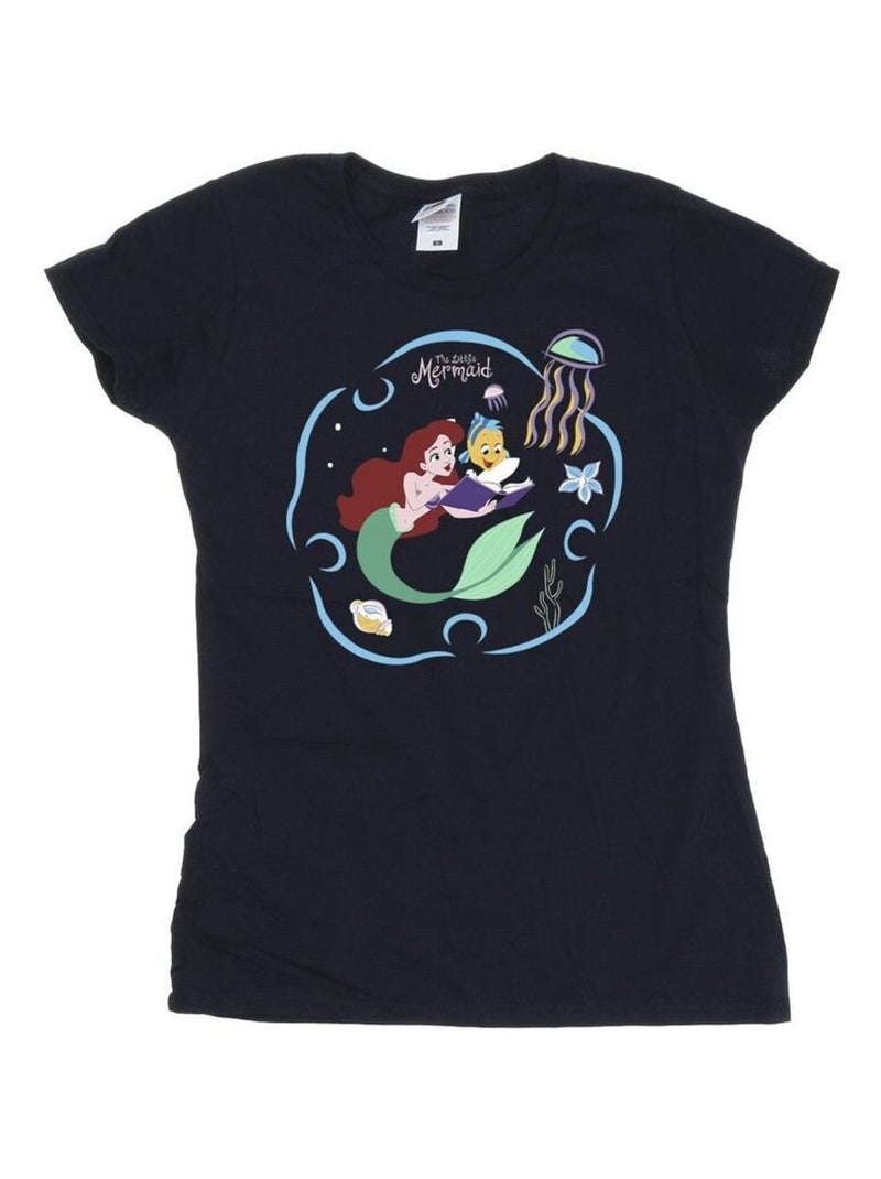Disney - T-shirt THE LITTLE MERMAID READING A BOOK Bleu marine - Kiabi