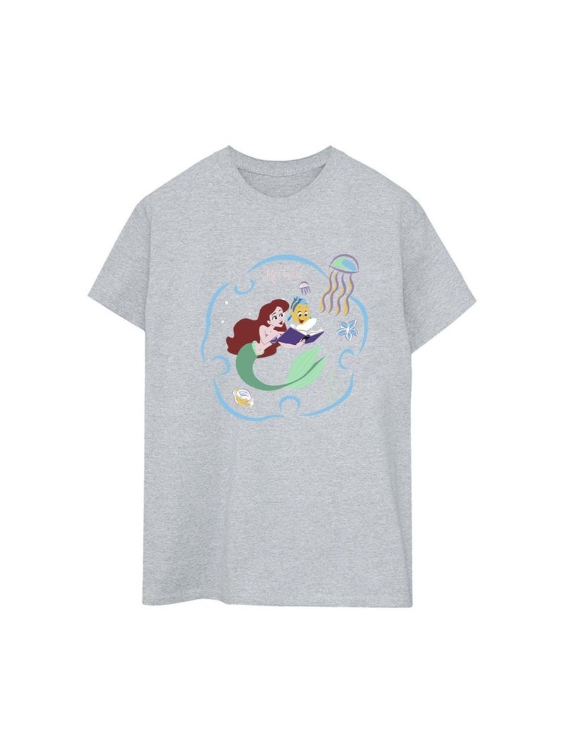 Disney - T-shirt THE LITTLE MERMAID READING A BOOK Gris chiné - Kiabi