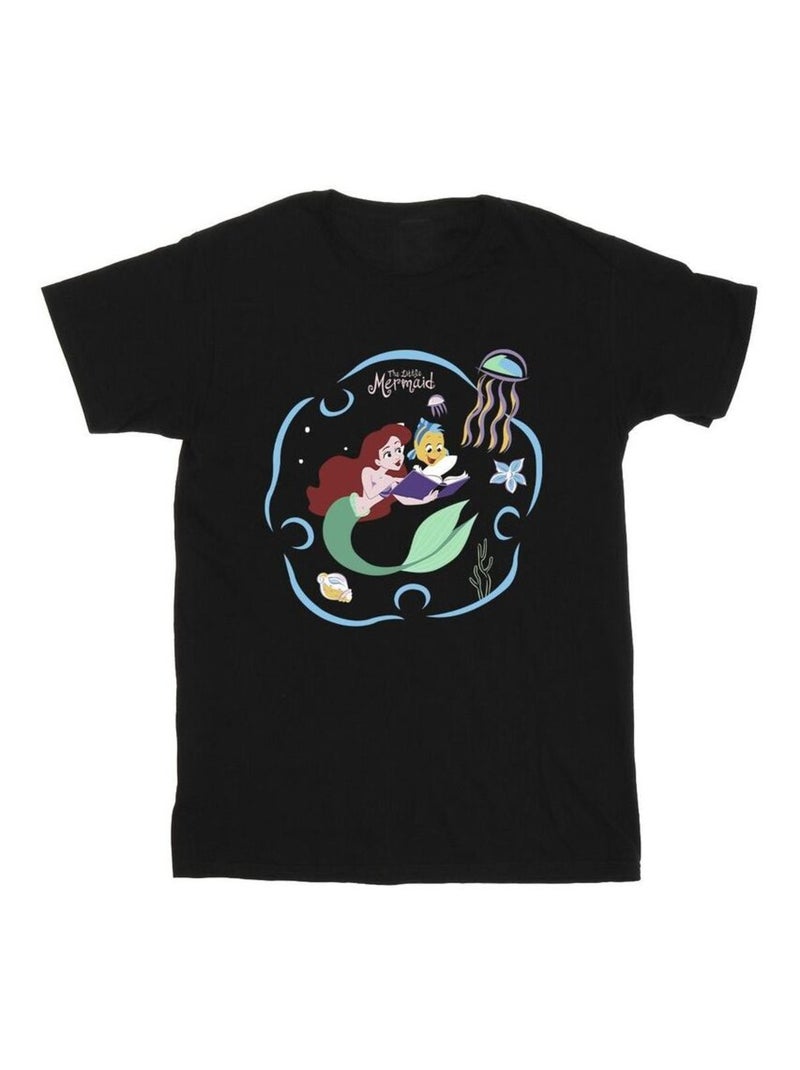 Disney - T-shirt THE LITTLE MERMAID READING A BOOK Noir - Kiabi
