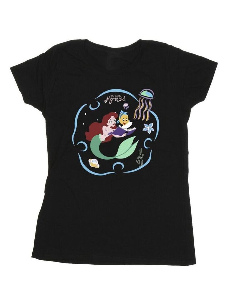 Disney - T-shirt THE LITTLE MERMAID READING A BOOK Noir - Kiabi
