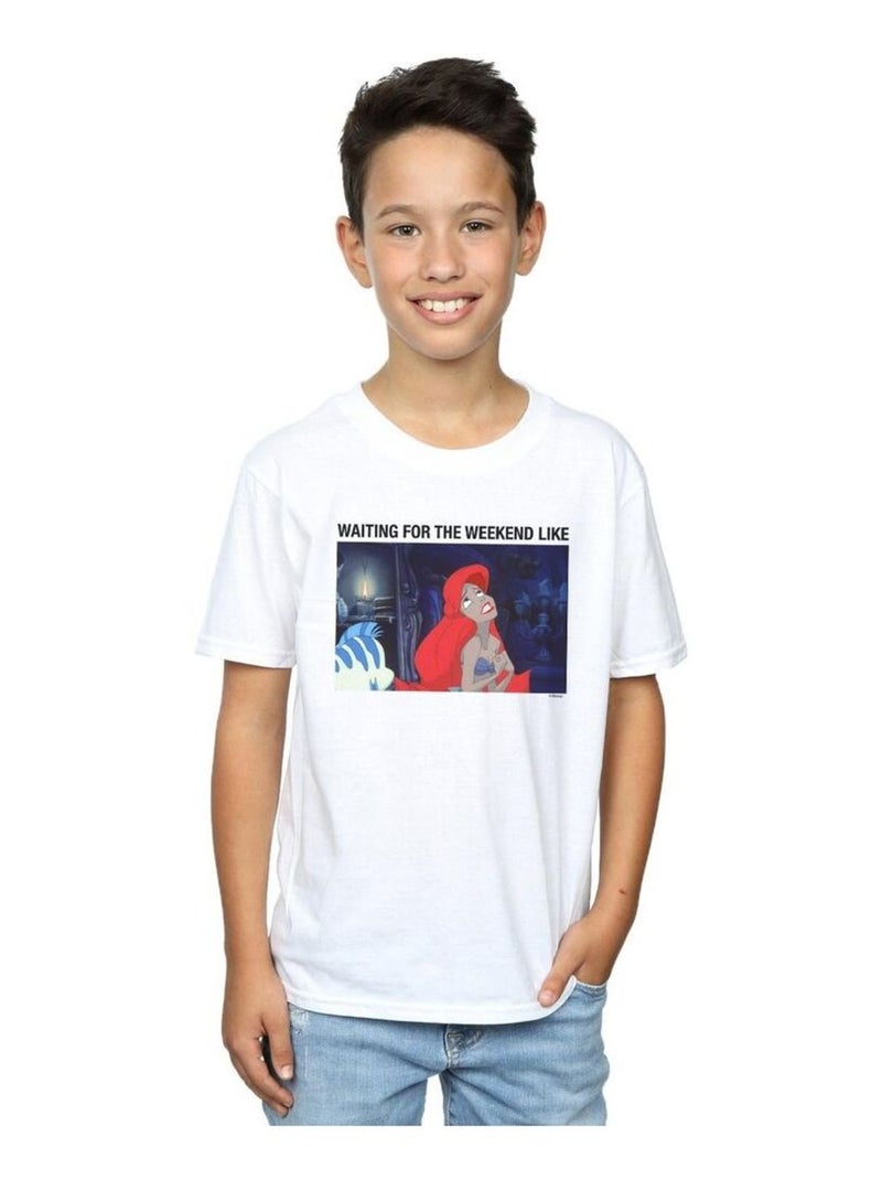 Disney - T-shirt THE LITTLE MERMAID WAITING FOR THE WEEKEND Blanc - Kiabi