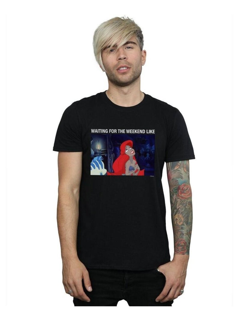 Disney - T-shirt THE LITTLE MERMAID WAITING FOR THE WEEKEND Noir - Kiabi