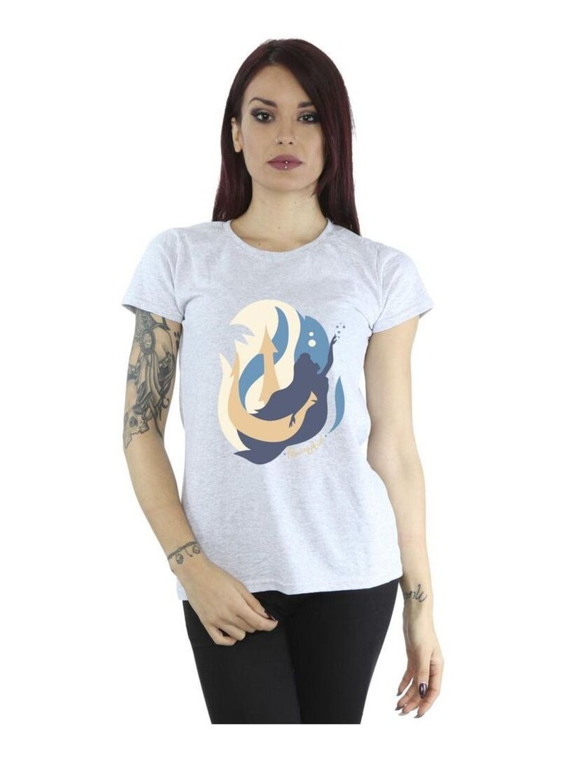 Disney - T-shirt THE LITTLE MERMAIDS Gris chiné - Kiabi